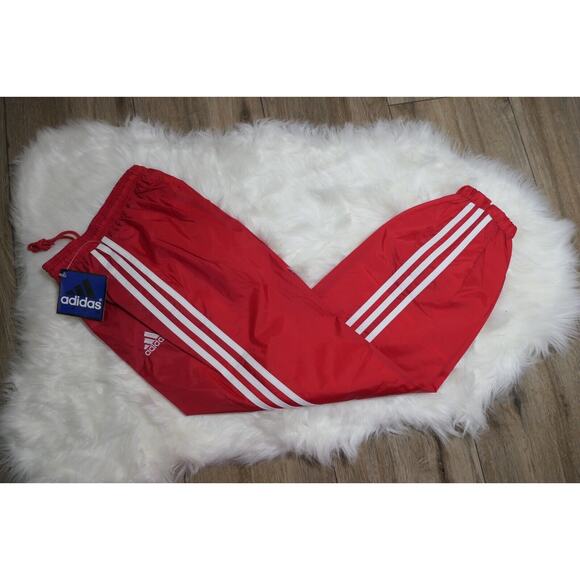 adidas Other - NWT Rare Adidas Vintage Nylon TEAM Red Lined Track Pants Youth Medium YM